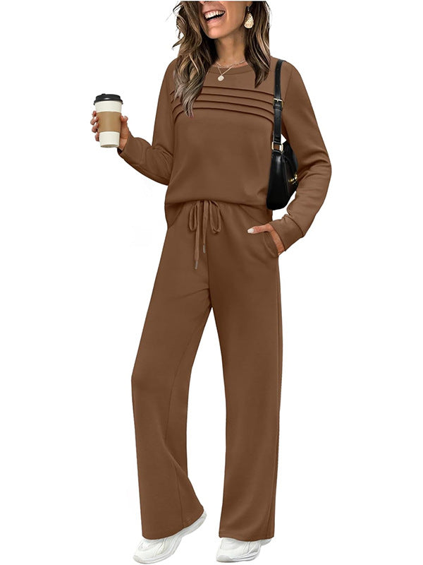 🔥LAST DAY SALE 60% OFF✨💐Women's Crew Neck Top & Drawstring Pants Set
