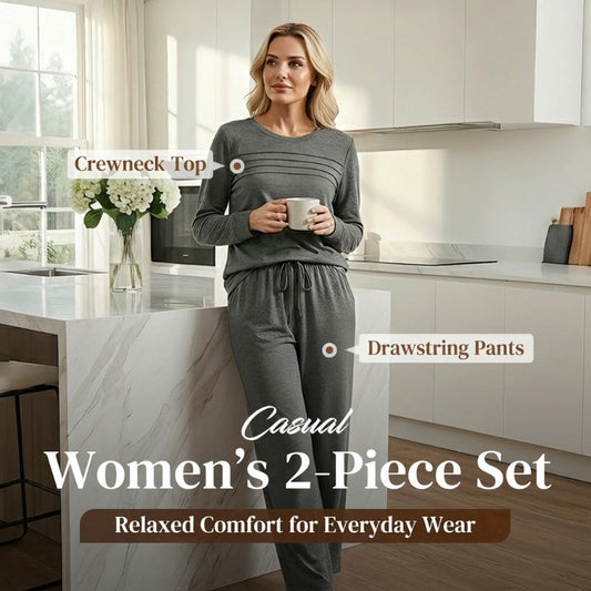 🔥LAST DAY SALE 60% OFF✨💐Women's Crew Neck Top & Drawstring Pants Set