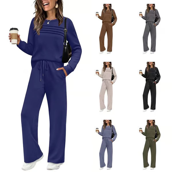 🔥LAST DAY SALE 60% OFF✨💐Women's Crew Neck Top & Drawstring Pants Set