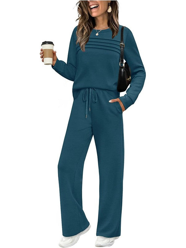 🔥LAST DAY SALE 60% OFF✨💐Women's Crew Neck Top & Drawstring Pants Set