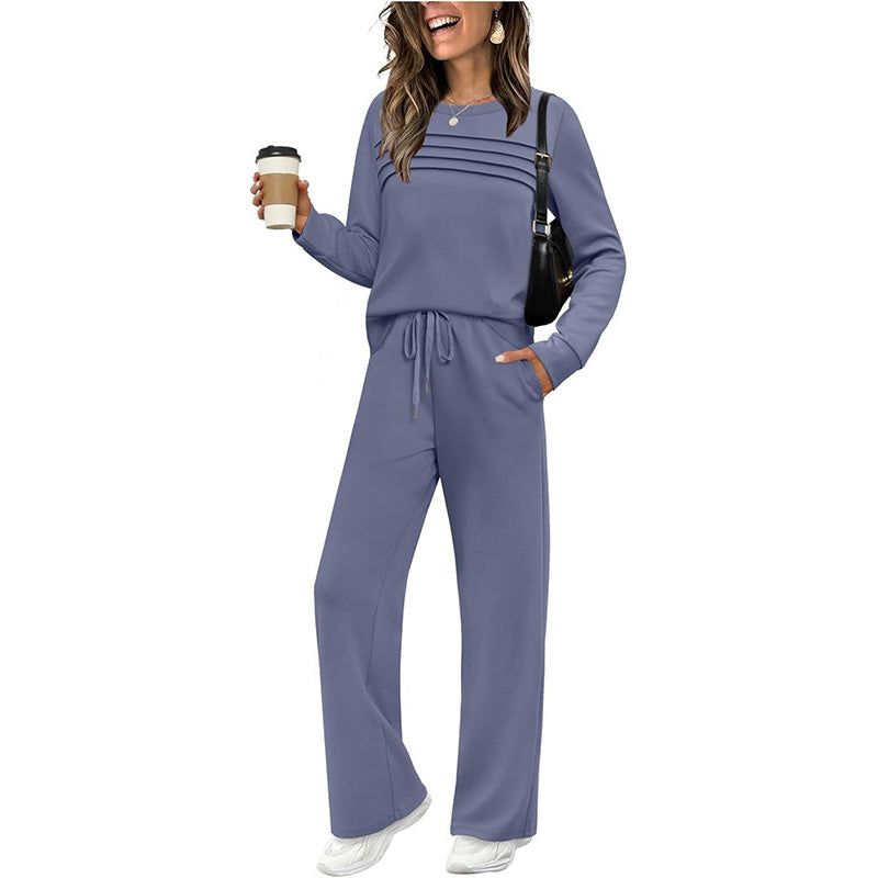 🔥LAST DAY SALE 60% OFF✨💐Women's Crew Neck Top & Drawstring Pants Set