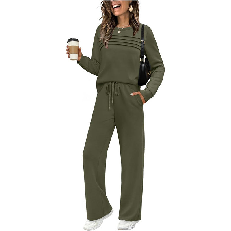🔥LAST DAY SALE 60% OFF✨💐Women's Crew Neck Top & Drawstring Pants Set