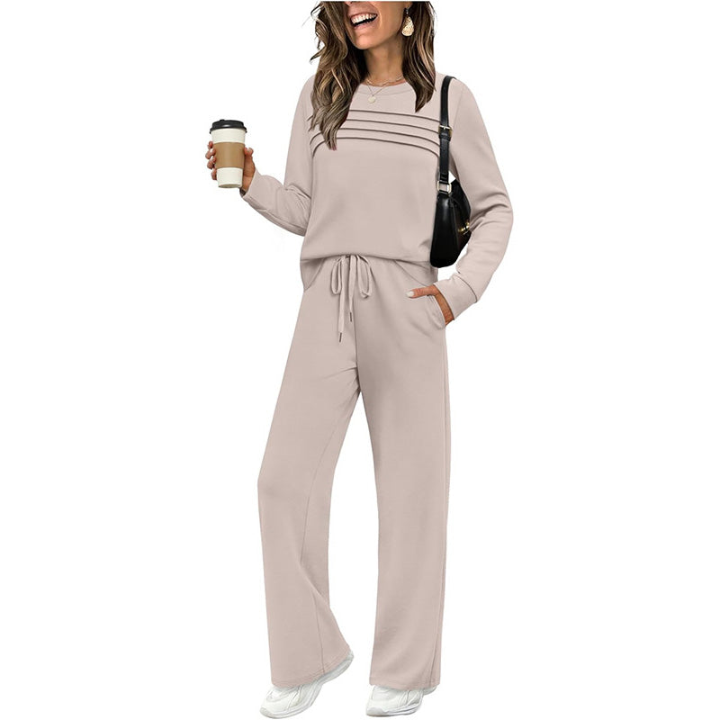🔥LAST DAY SALE 60% OFF✨💐Women's Crew Neck Top & Drawstring Pants Set
