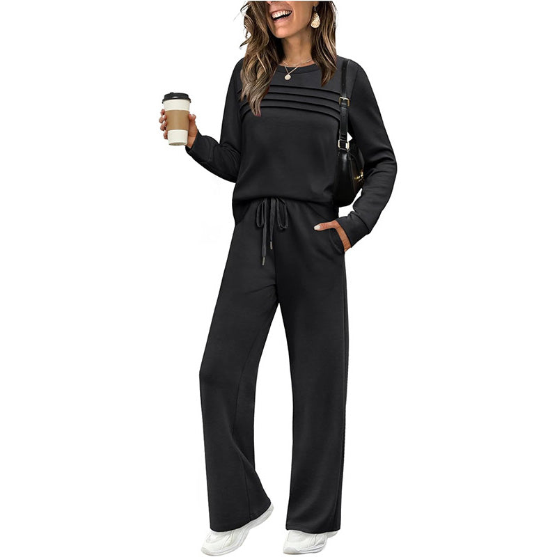 🔥LAST DAY SALE 60% OFF✨💐Women's Crew Neck Top & Drawstring Pants Set